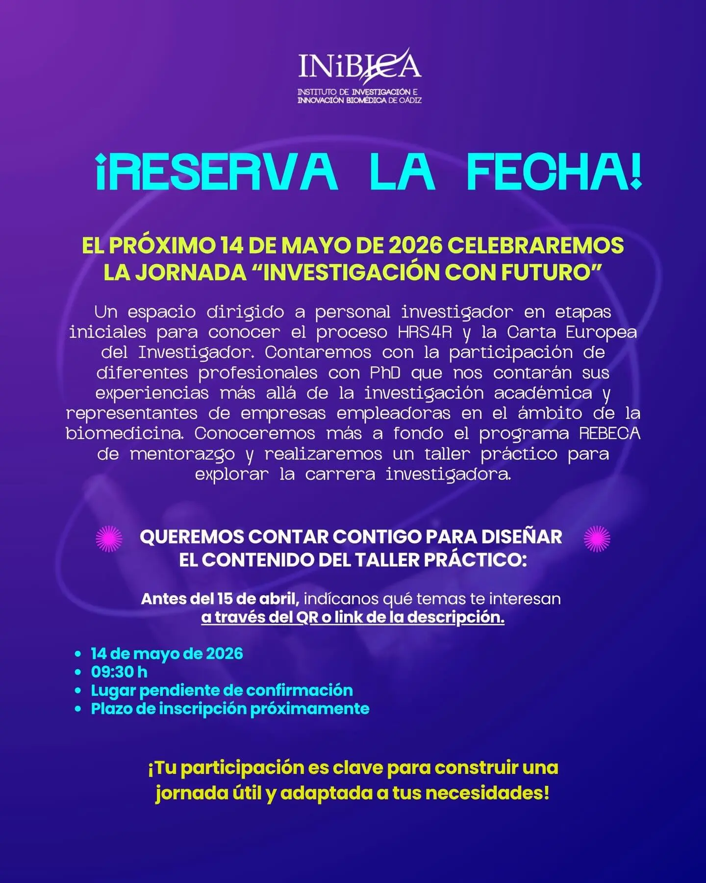 La jornada «Investigación con Futuro» ya tiene fecha - INiBICA