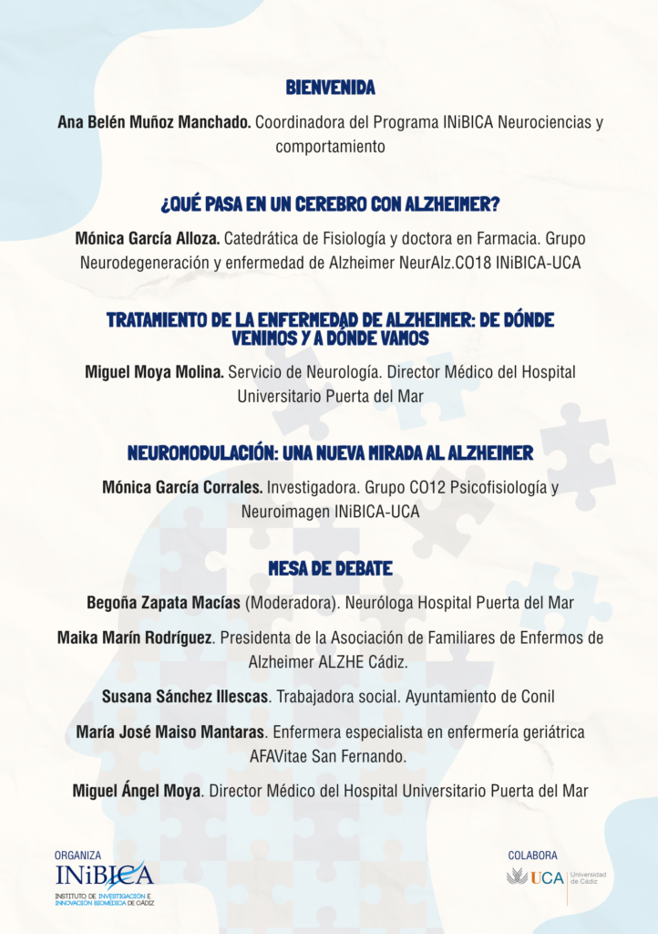 Programa de la Jornada Día Mundial del Alzheimer