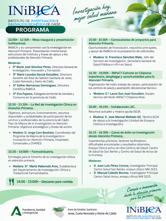 programa de la jornada de investigación e innovación en atención primaria